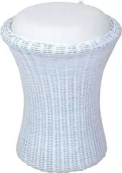 Möbel direkt online Rattan-Sitzhocker Handgeflochten 42x53 cm weiß