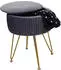 MCW Sitzhocker K47, Hocker mit Staufach, Ø 33cm, Samt-Optik hellgrau/gold