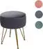 MCW Sitzhocker K47, Hocker mit Staufach, Ø 33cm, Samt-Optik hellgrau/gold