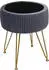 MCW Sitzhocker K47, Hocker mit Staufach, Ø 33cm, Samt-Optik hellgrau/gold