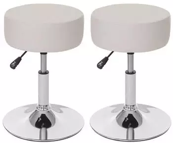 MCW 2er-Set C22 Schminkhocker höhenverstellbar Ø 35cm Kunstleder creme