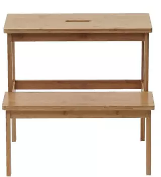 MCW TrittB87, Stufenhocker Trittbank Holzhocker, Bambus 43x47x38cm