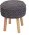 MCW Sitzhocker J43 Fußhocker 45x41cm rund Makramee/Strick Stoff/Textil dunkelgrau