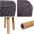 MCW Sitzhocker J43 Fußhocker 45x41cm rund Makramee/Strick Stoff/Textil dunkelgrau