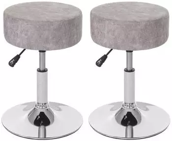 MCW 2er-Set SchminkC22 höhenverstellbar Ø 35cm Wildlederimitat vintage grau