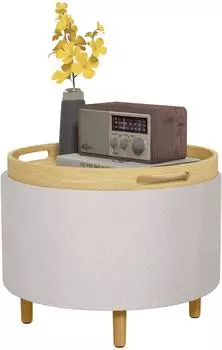 HomCom Polsterhocker mit Stauraum weiß 56Lx56Lx42Hcm