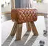Finebuy Sitzhocker Echtleder 40x48x27 cm Fußhocker Lederhocker Massivholz Braun