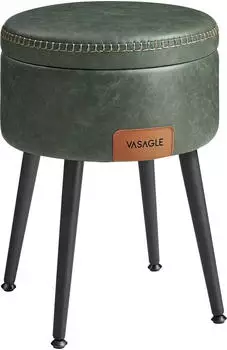 Vasagle Sitzhocker EKHO mit Stauraum Kunstleder waldgr&uuml;n &Oslash; 38,2x44,4cm (LOM005C01)