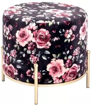 HAKU Sitzhocker Black Rose Samt schwarz / rosa Ø 48x40cm (22947)