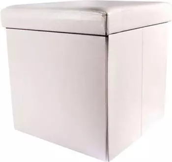 Echtwerk Sitzhocker Store Cube mit Stauraum Kunstleder weiß 38x38x38cm