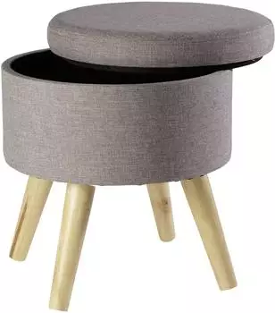 Echtwerk Sitzhocker Max mit Stauraum Stoff grau Ø 32x36cm (EW-SH-0485)