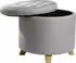 Echtwerk Sitzhocker Mary mit Stauraum Stoff grau Ø 45x41cm (EW-SH-0411)
