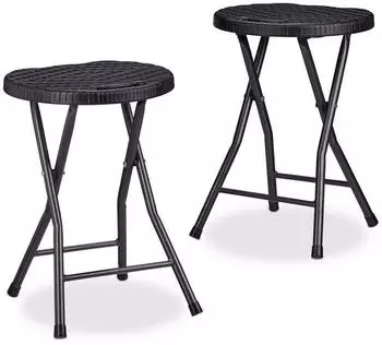 Relaxdays Bastian Klapphocker 2er Set 45 x 32,5 x 29 cm (HxBxT) Kunststoff schwarz