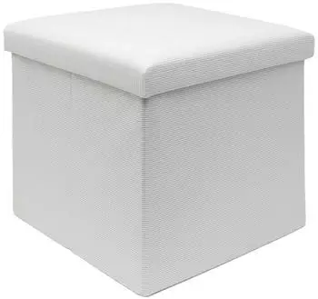 Intirilife Faltbarer Sitzhocker 38 x 38 x 38 cm wei&szlig; Textil IL-101058