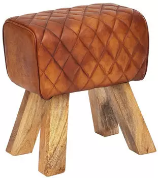 KADIMA DESIGN Exklusiver Sitzhocker Echtleder mit Rautenmuster40x27x48 cm