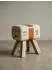 KADIMA DESIGN Retro Sitzhocker Canzas, Baumwollgewebe/Ziegenleder, 40x47x30 cm
