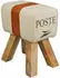 KADIMA DESIGN Retro Sitzhocker Canzas, Baumwollgewebe/Ziegenleder, 40x47x30 cm