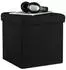 Relaxdays Sitzhocker mit Stauraum faltbar, Stoff schwarz 38x38x38cm (10019047.46)
