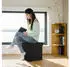Relaxdays Sitzhocker mit Stauraum faltbar, Stoff schwarz 38x38x38cm (10019047.46)