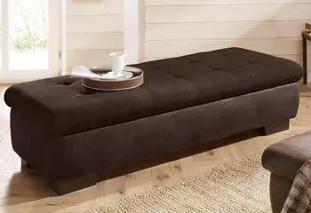 Home Affaire Bergen Hocker mit Staufach, Polyester, dunkelbraun, 161cm