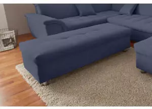 Domo Polsterm&ouml;bel Franzi Polsterhocker mit Stauraum, Polyester, marine, 136x43x64cm (79665824-0)