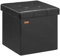 Casaria&reg; Hocker mit Stauraum Schwarz Faltbar Deckel Kunstleder Gepolstert...