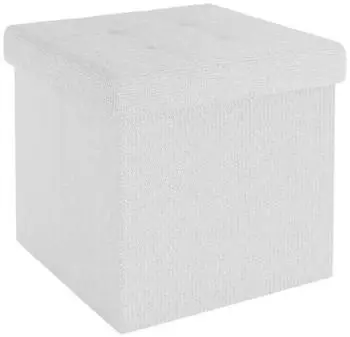Intirilife Sitzw&uuml;rfel faltbar mit Stauraum, Stoff, Wei&szlig;, 30x30x30cm (IL-100470)