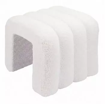 Relaxdays Teddyfell Hocker gepolstert Boucl&eacute; 40x40x40cm, wei&szlig;