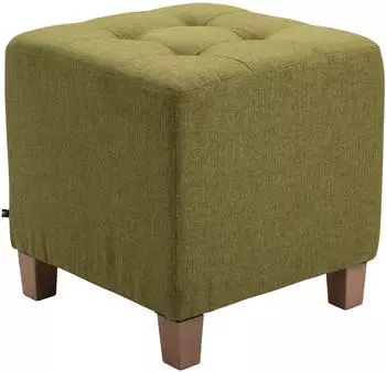 CLP Pharao Hocker Pouf Capitonn&eacute; Gepolstert Stoff Gr&uuml;n Holzbeine (102670434)