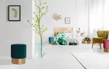 Kayoom Nano 110 Hocker rund Samt gr&uuml;n/petrol, Metallsockel (XTH83)