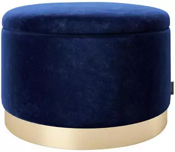 Playboy SUE Pouf rund Samt dunkelblau mit Stauraum, 55x35cm (39820559-0)