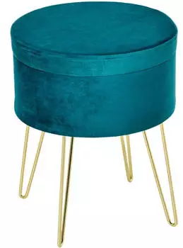 HomCom Aufbewahrungspouf 2-in-1 Hocker oder Couchtisch, Samt, Grün, Goldfarbene Metallbeine (838-033)