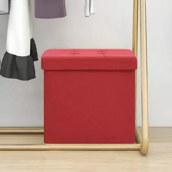 vidaXL Faltbarer Hocker mit Stauraum Kunstleinen Weinrot