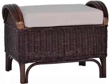 MiaM&ouml;bel Panama Sitzhocker Rattan Massivholz Dunkelbraun 65x46x46cm (80110)
