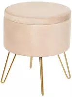 Pouf Mit Stauraum Silas Samtstoff Hellbeige