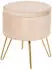 Beliani Silas Pouf mit Stauraum Samt Hellbeige, Goldene Metallbeine (Silas)