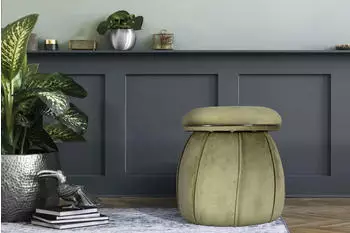 Kayoom Hocker Corin Textil Gr&uuml;n/Graphit, 50% Baumwolle 50% Acryl (COGDE-GRN)