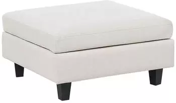 Beliani Unstad Ottomane Quadratisch Hellbeige Stoff, Schwarze Beine