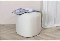 Peg Pouf, Hocker &Oslash;46cm Teddystoff Wei&szlig;.