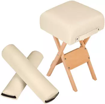 TecTake Hocker mit 2 Lagerungsrollen Holz/Kunstleder