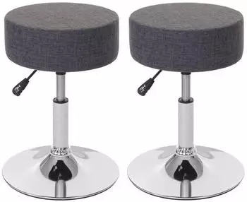 MCW 2er-Set C22 Schminkhocker h&ouml;henverstellbar &Oslash; 35cm Textil, grau