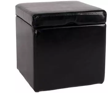 MCW Sitzhocker Aufbewahrungsbox Carrara Leder+Kunstleder 45x44x44cm schwarz