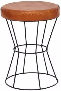 KADIMA DESIGN Industrial Sitzhocker Sitzkomfort Echtleder 35x48 cm