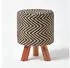 Homescapes Jute-Hocker rund Ethno-Muster Schwarz-Natur 3 Holzbeine