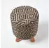 Homescapes Jute-Hocker rund Ethno-Muster Schwarz-Natur 3 Holzbeine