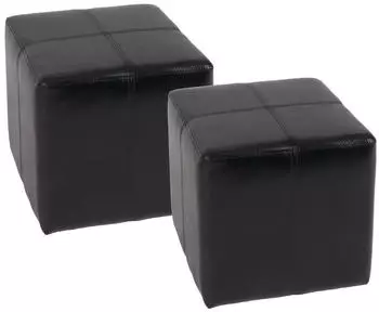 Mendler Onex 2er-Set Sitzwürfel Leder + Kunstleder, 36x36x36cm