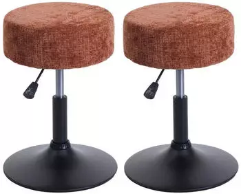 Mendler HWC-C22 Schminkhocker 2er-Set höhenverstellbar Chenille 465g/m² (108883)
