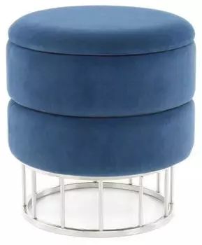 Kayoom Zero 525 Sitzhocker mit Stauraum, Samt, Dunkelblau/Silber (005937017001)