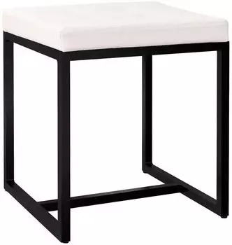 CLP Barci Polsterhocker Kunstleder Creme, schwarzes Gestell (325066)