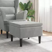Hocker Mit Holzbeinen Hellgrau Samt - Vidaxl